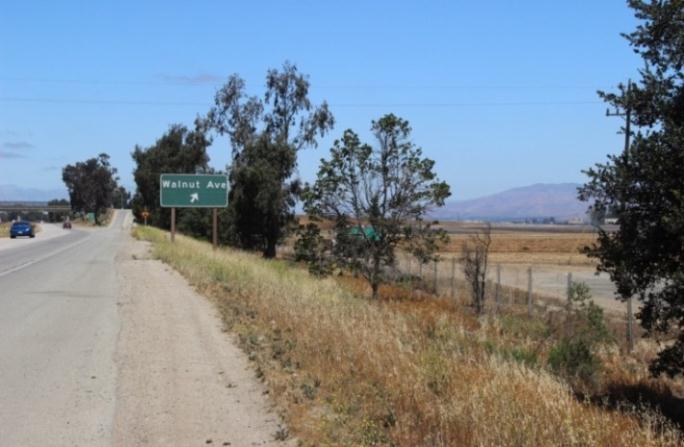A highway with a Walnut Avenue sign to the side.